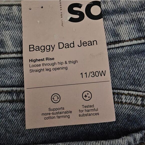 SO distressed jeans women's 11/30 wide Baggy dad jean NWT - Picture 3 of 6